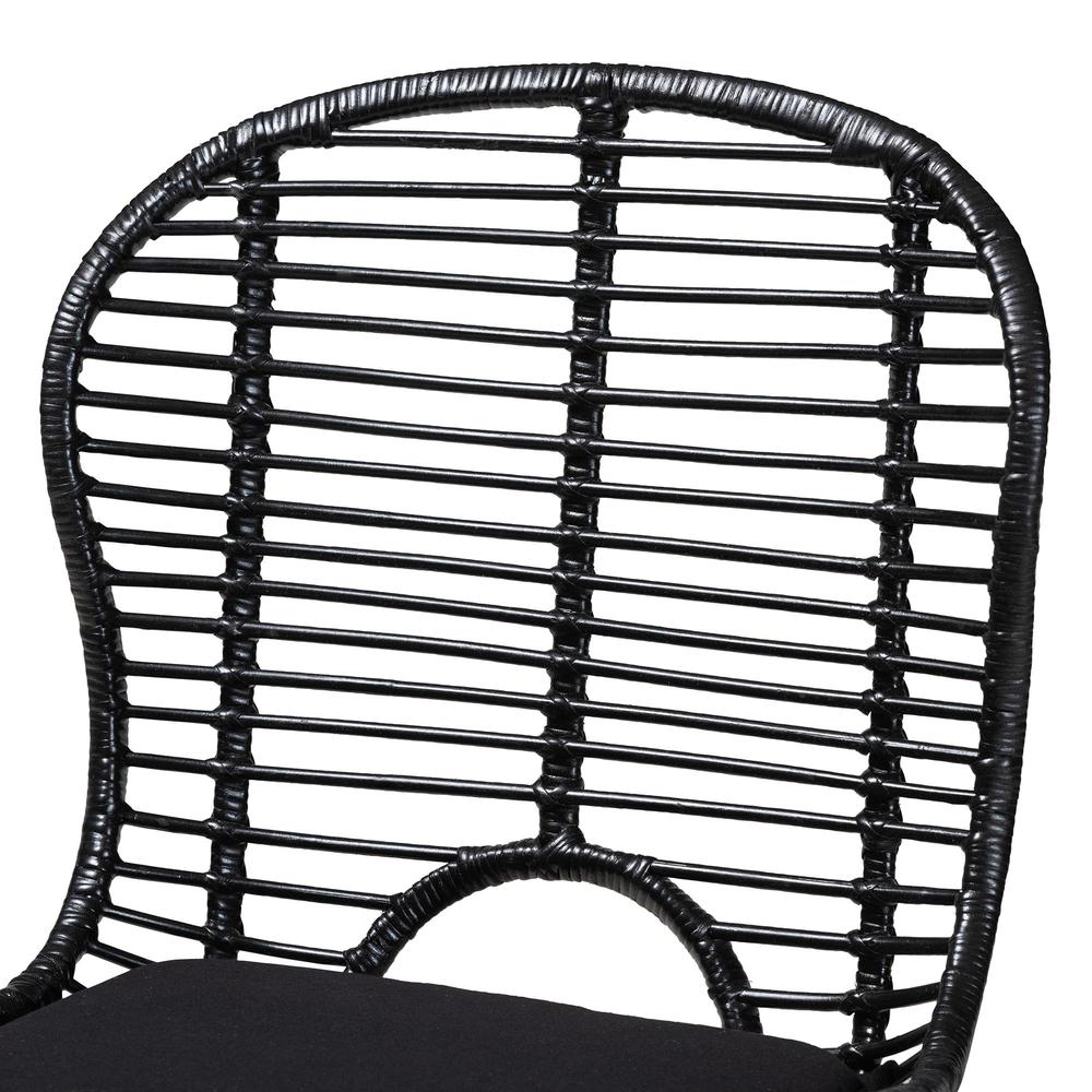 Bohemian Black Finished Rattan and Metal 2-Piece Dining Chair Set. Picture 13
