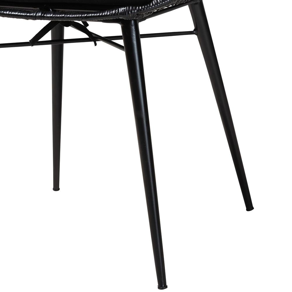 Bohemian Black Finished Rattan and Metal 2-Piece Dining Chair Set. Picture 14