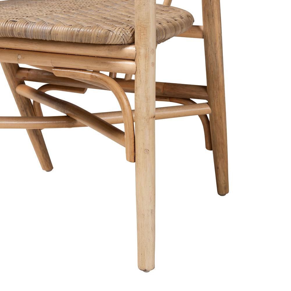 bali & pari Kyoto Modern Bohemian Natural Brown Rattan Dining Chair. Picture 16