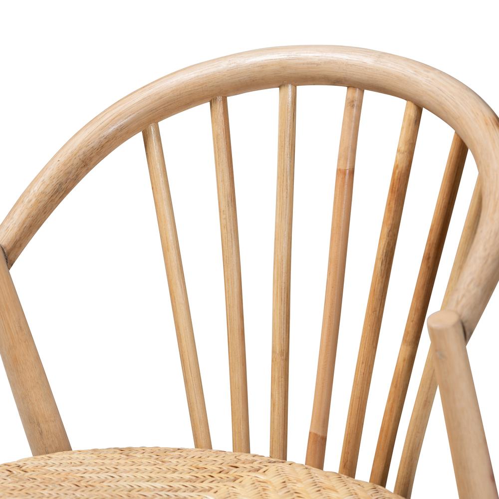 Natural Brown Finished Wood and Rattan Dining Chair. Picture 14