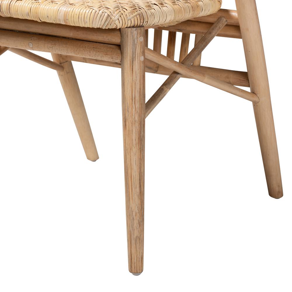 Natural Brown Finished Wood and Rattan Dining Chair. Picture 15