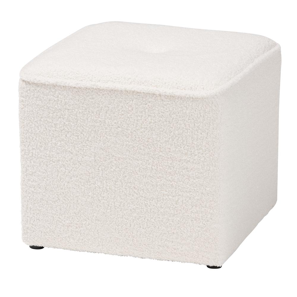 Baxton Studio Isaiah Modern and Contemporary Ivory Boucle Upholstered Ottoman. Picture 8