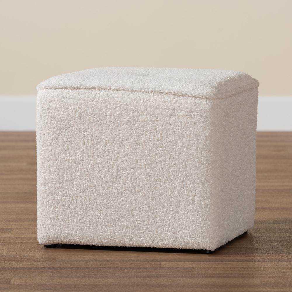 Baxton Studio Isaiah Modern and Contemporary Ivory Boucle Upholstered Ottoman. Picture 13