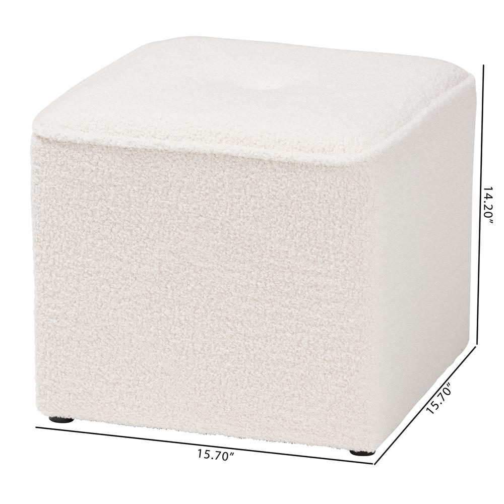 Baxton Studio Isaiah Modern and Contemporary Ivory Boucle Upholstered Ottoman. Picture 14
