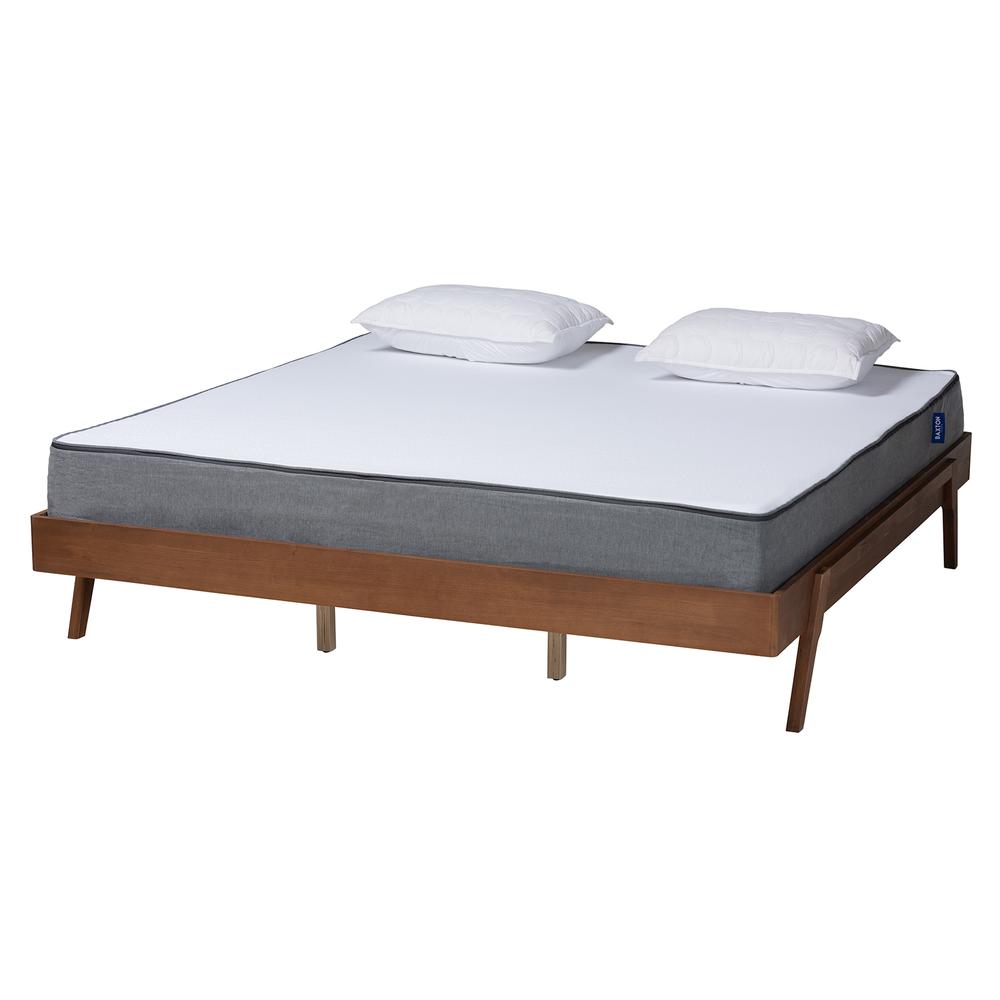 Sarita Mid-Century Modern Ash Walnut Finished Wood Queen Size Bed Frame. Picture 10