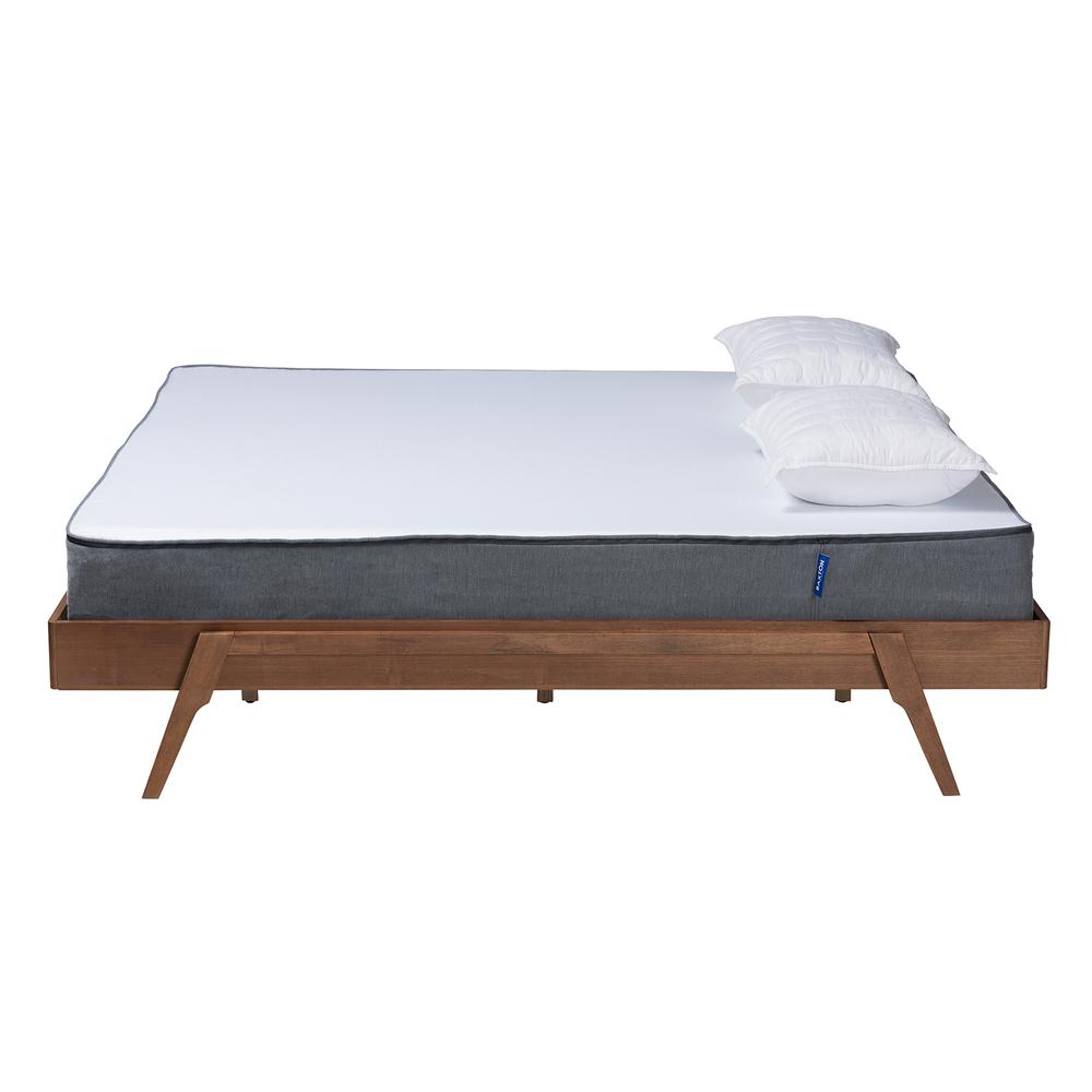 Sarita Mid-Century Modern Ash Walnut Finished Wood Queen Size Bed Frame. Picture 11