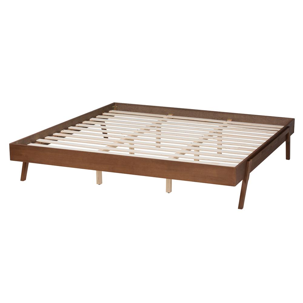 Sarita Mid-Century Modern Ash Walnut Finished Wood Queen Size Bed Frame. Picture 12