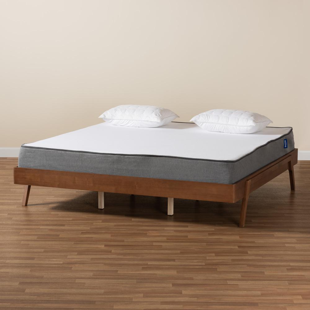 Sarita Mid-Century Modern Ash Walnut Finished Wood Queen Size Bed Frame. Picture 16