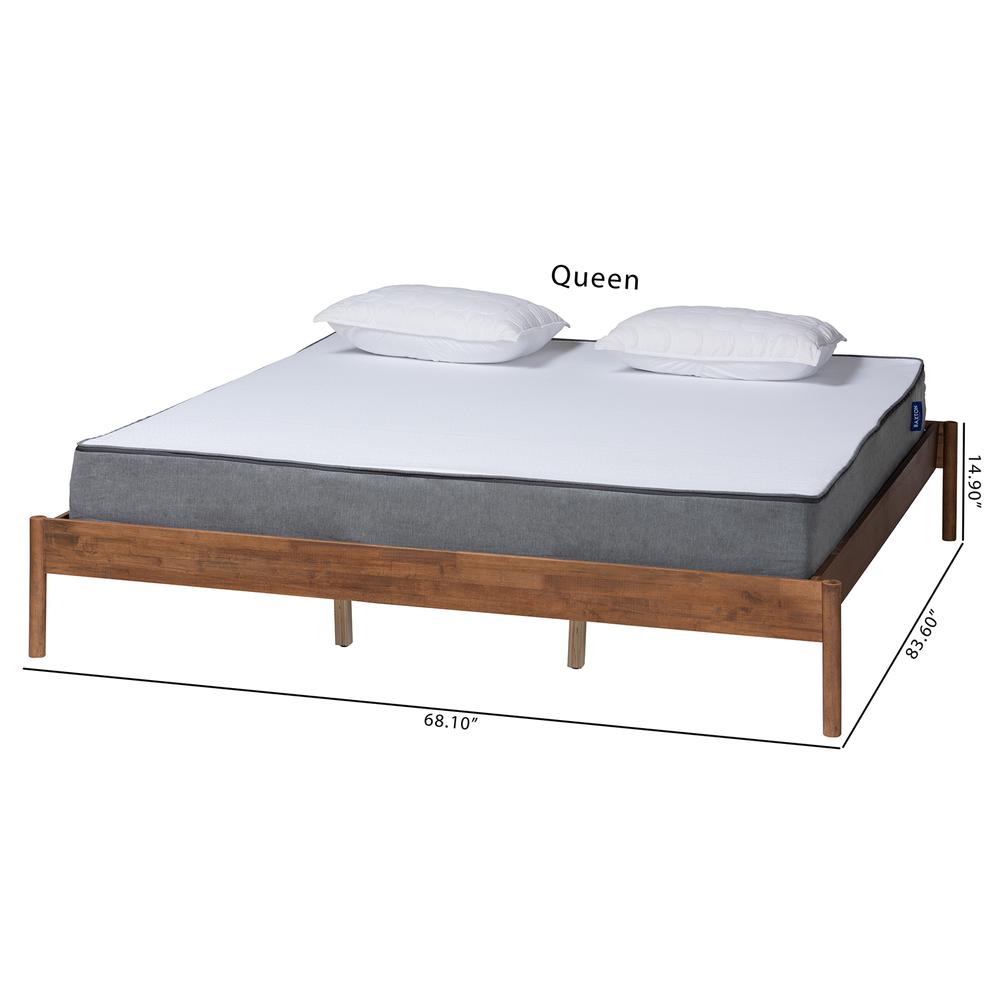 Agatis Mid-Century Modern Ash Walnut Finished Wood Queen Size Bed Frame. Picture 17