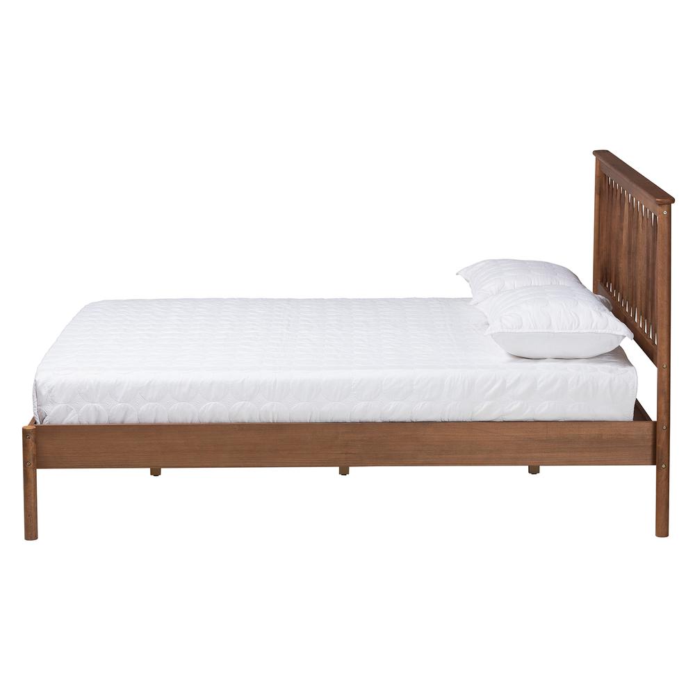 Agatis Mid-Century Modern Walnut Brown Finished Wood Queen Size Bed. Picture 11