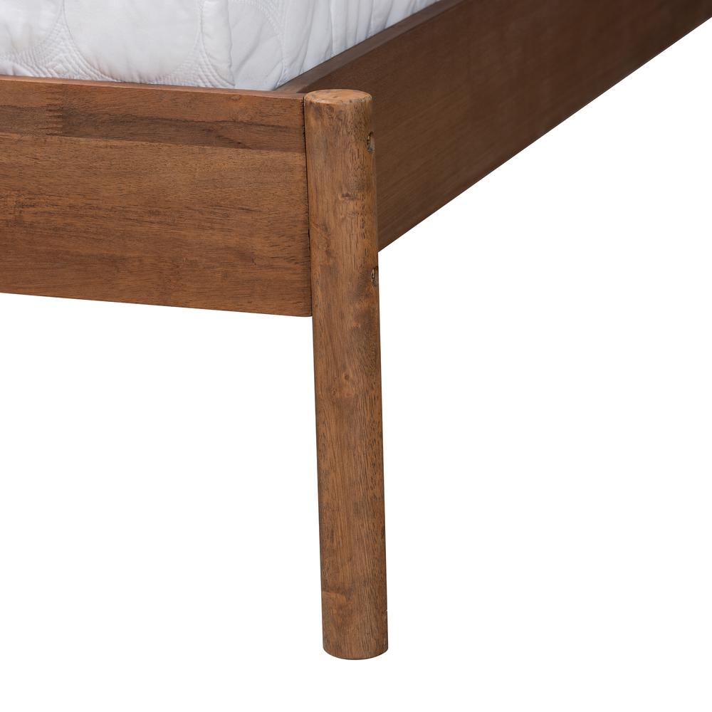 Agatis Mid-Century Modern Walnut Brown Finished Wood Queen Size Bed. Picture 14