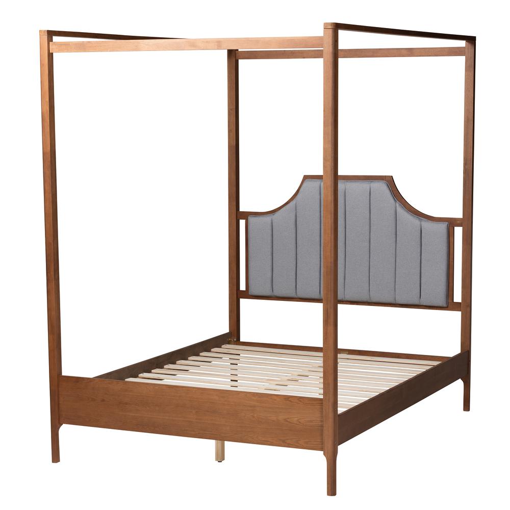 Ash Walnut Finished Wood Queen Size Platform Canopy Bed. Picture 12