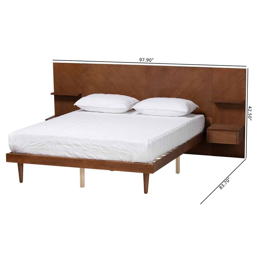 Walnut Finished Wood Queen Size Platform Storage Bed with Built-In Nightstands. Picture 22