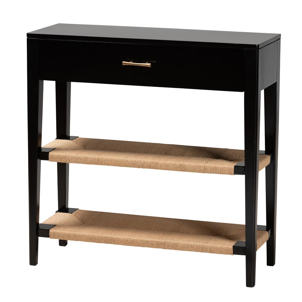 Bohemian Black Finished Bayur Wood 1-Drawer Console Table. Picture 11