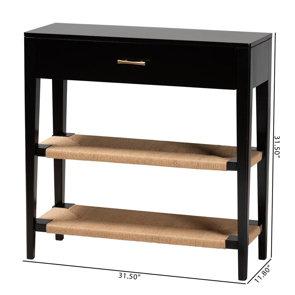 Bohemian Black Finished Bayur Wood 1-Drawer Console Table. Picture 20