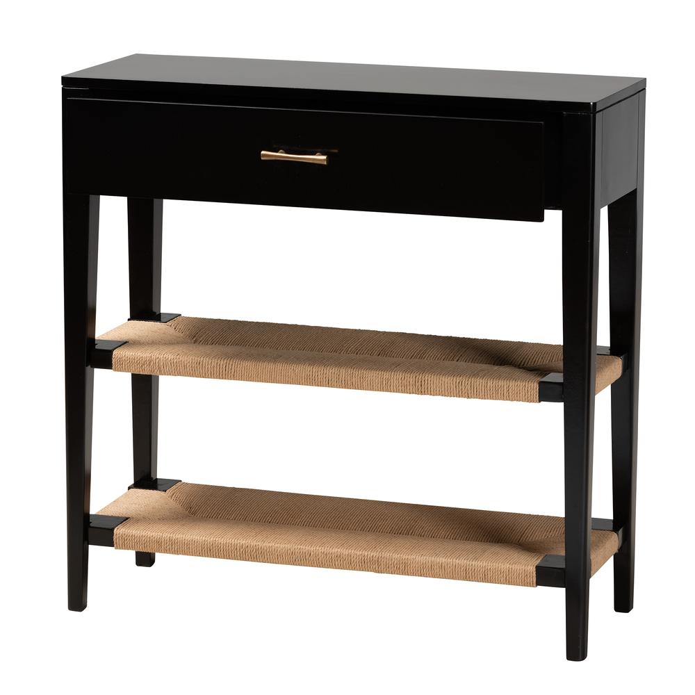 Bohemian Black Finished Bayur Wood 1-Drawer Console Table. Picture 12