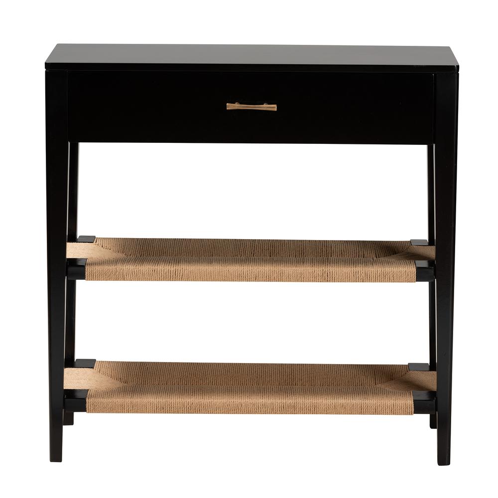 Bohemian Black Finished Bayur Wood 1-Drawer Console Table. Picture 13