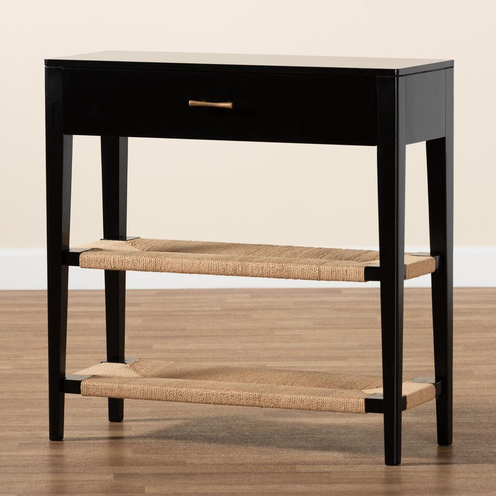 Bohemian Black Finished Bayur Wood 1-Drawer Console Table. Picture 19