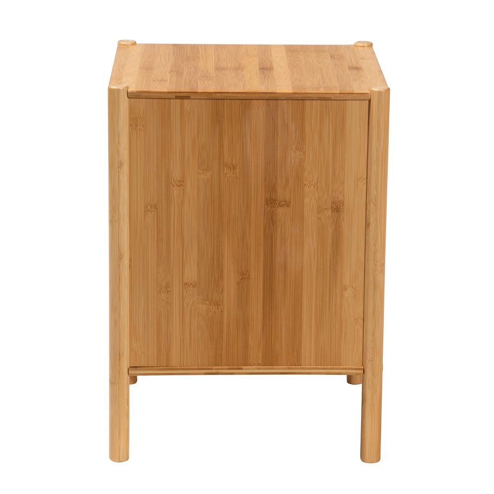Transitional Natural Brown Bamboo Wood 1-Door End Table. Picture 14
