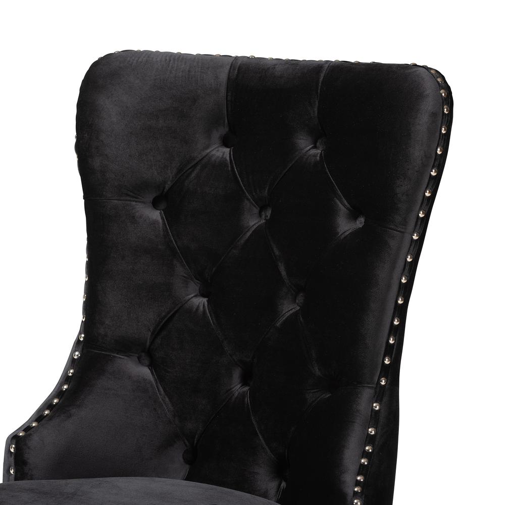 Glam and Luxe Black Velvet Fabric and Silver Metal 2-Piece Dining Chair Set. Picture 14