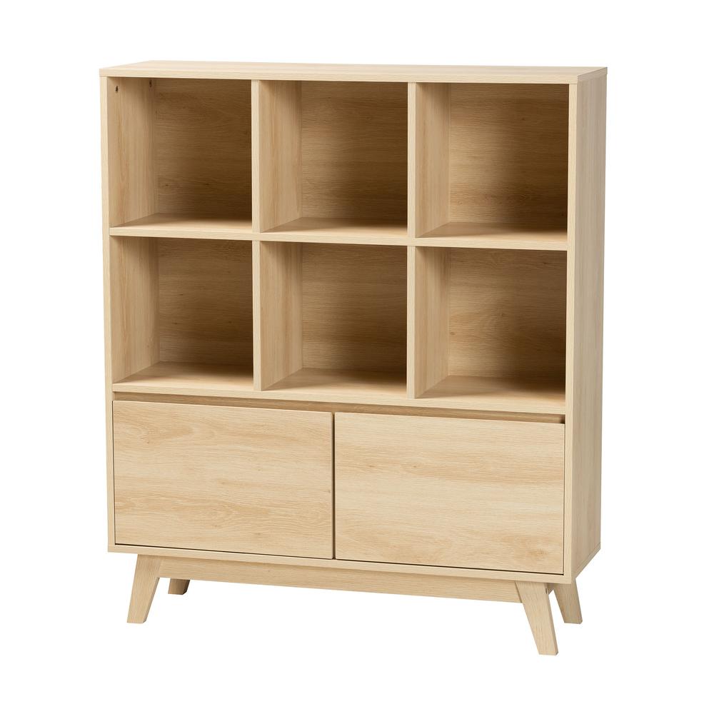 Baxton Studio Danina Japandi Oak Brown Finished Wood Bookshelf. Picture 11