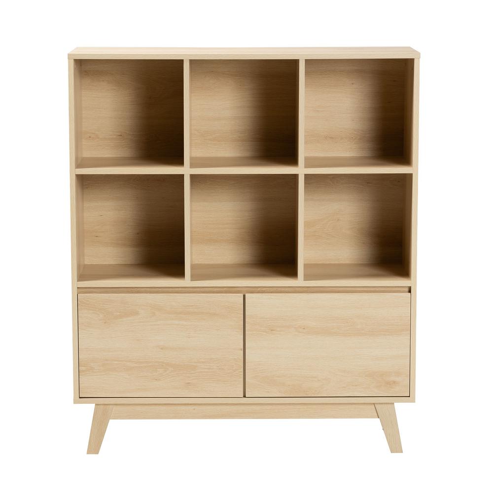 Baxton Studio Danina Japandi Oak Brown Finished Wood Bookshelf. Picture 13
