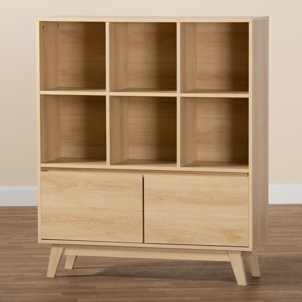Baxton Studio Danina Japandi Oak Brown Finished Wood Bookshelf. Picture 19