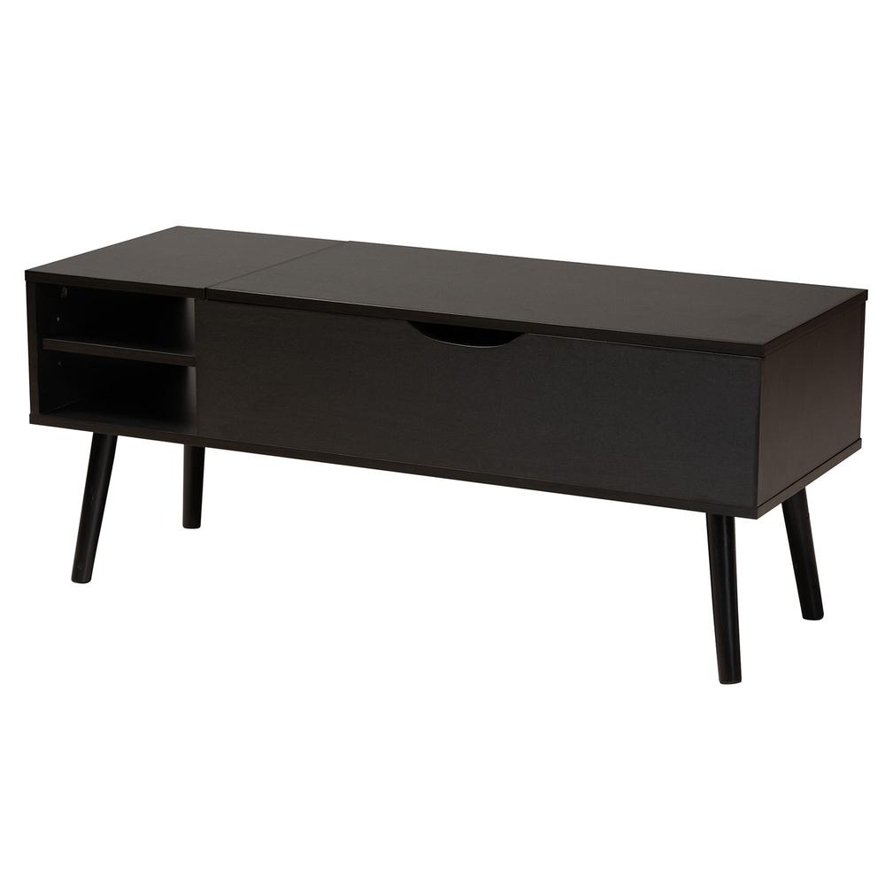 Espresso Brown Finished Wood Coffee Table with Lift-Top Storage Compartment. Picture 12