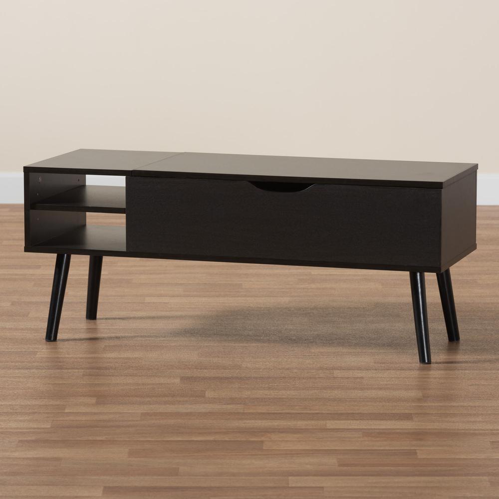 Espresso Brown Finished Wood Coffee Table with Lift-Top Storage Compartment. Picture 21