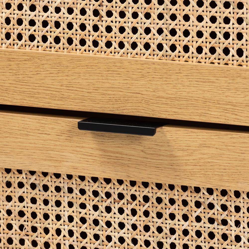 Black Metal 6-Drawer Storage Cabinet with Natural Rattan. Picture 15