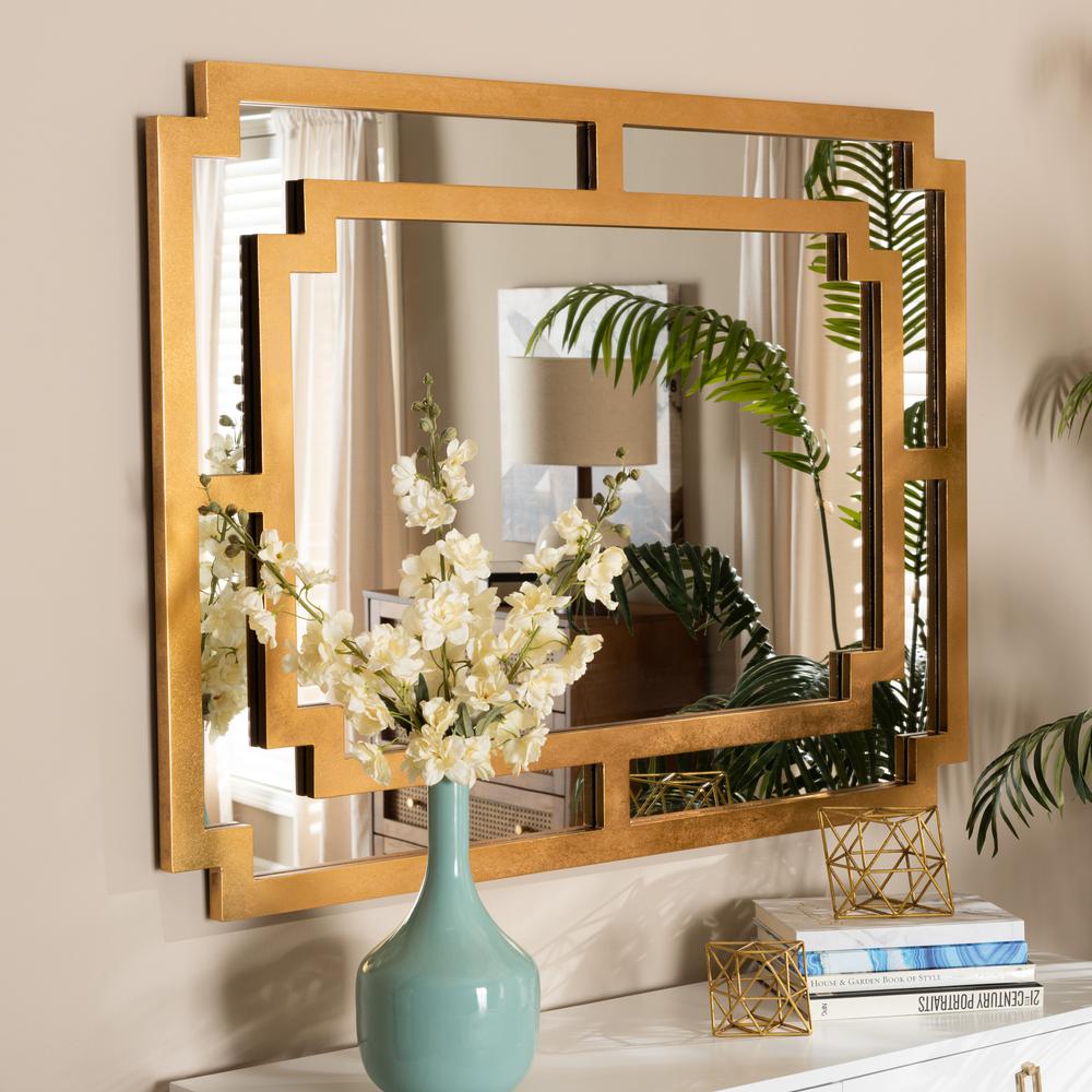 Dayana Modern and Contemporary Antique Gold Finished Wood Accent Wall Mirror. Picture 7