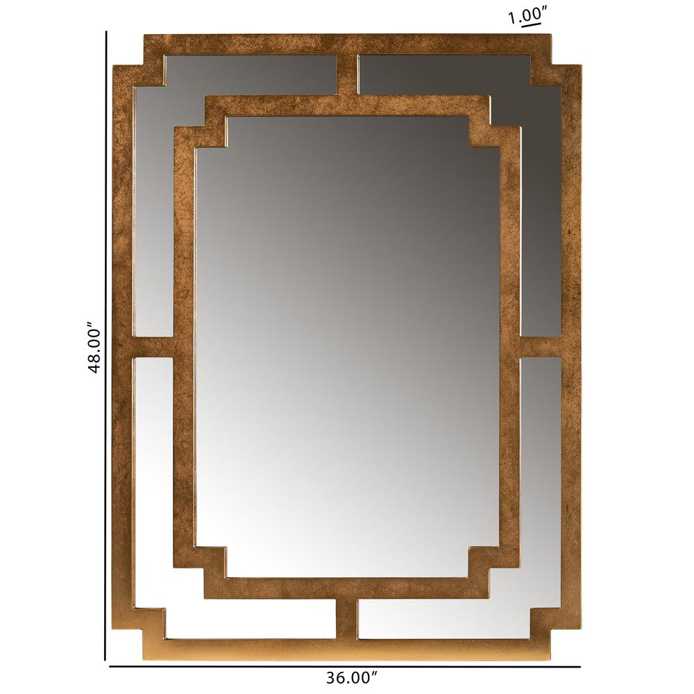 Dayana Modern and Contemporary Antique Gold Finished Wood Accent Wall Mirror. Picture 8