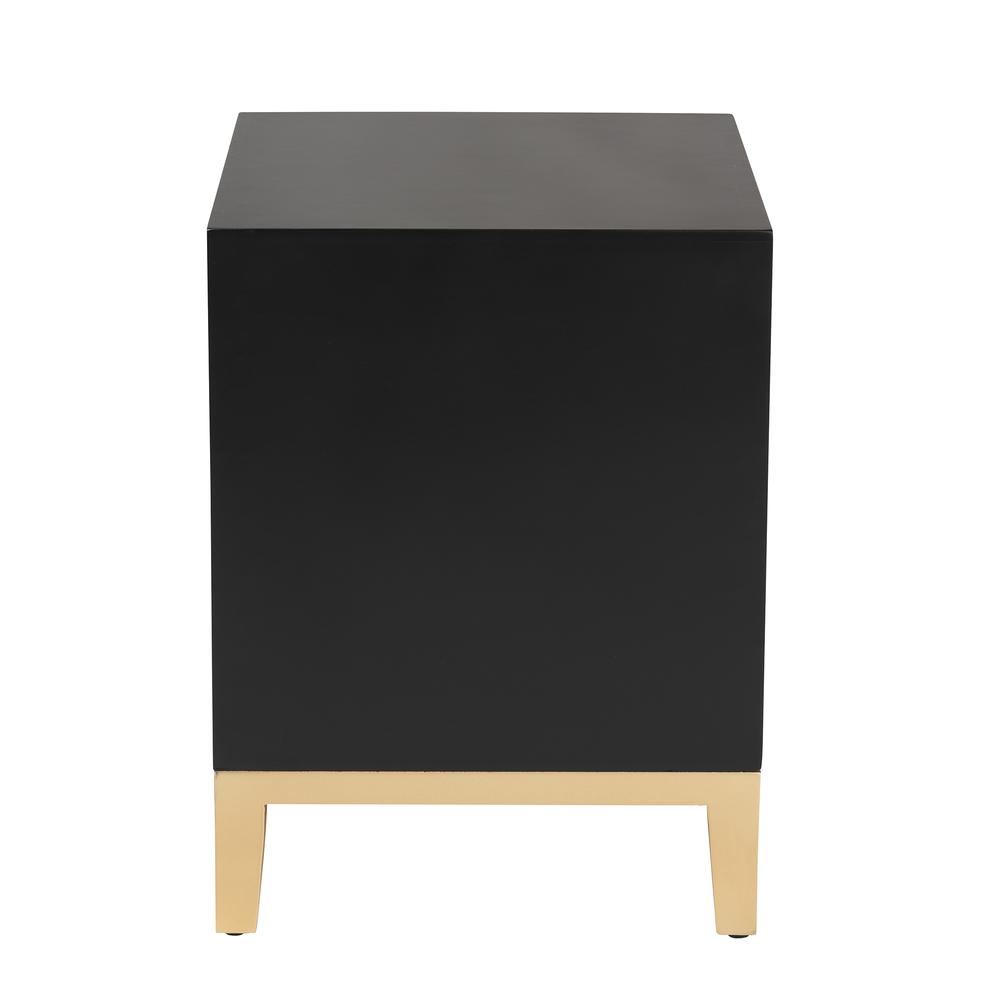 Glam and Luxe Black Finished Wood and Gold Metal 2-Drawer End Table. Picture 14