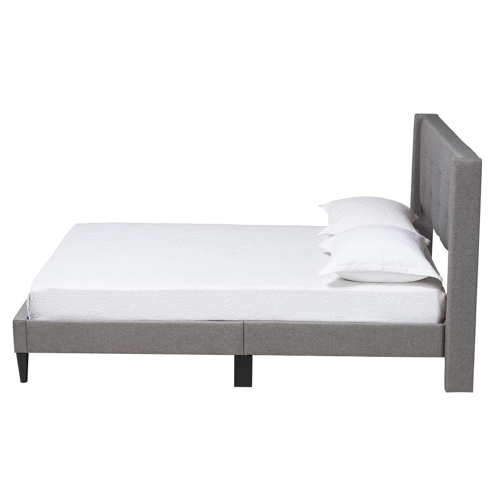 Transitional Grey Fabric Upholstered Full Size Platform Bed. Picture 12