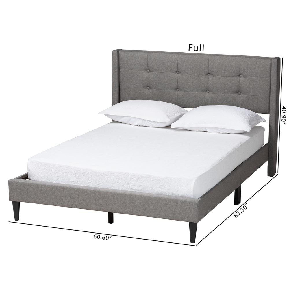 Transitional Grey Fabric Upholstered Full Size Platform Bed. Picture 19