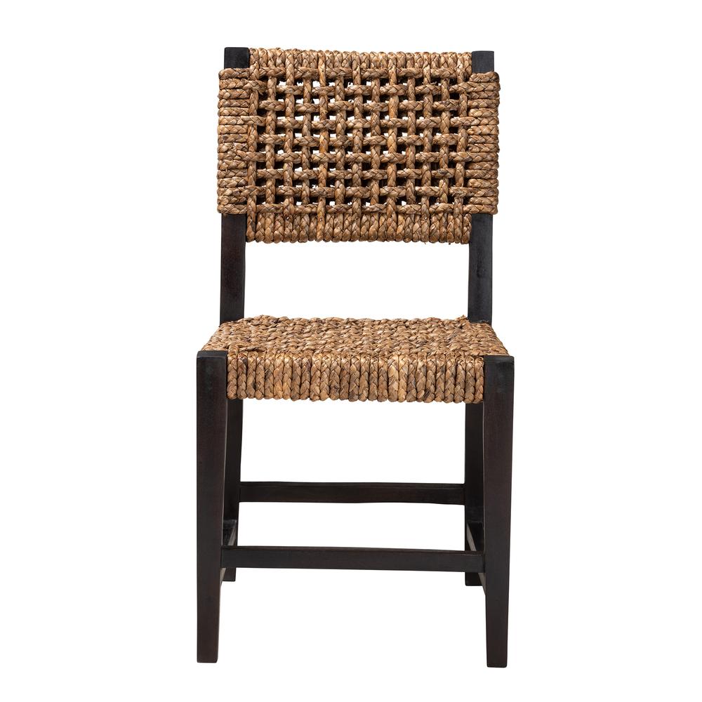 Bohemian Dark Brown Mahogany Wood and Seagrass Dining Chair. Picture 12