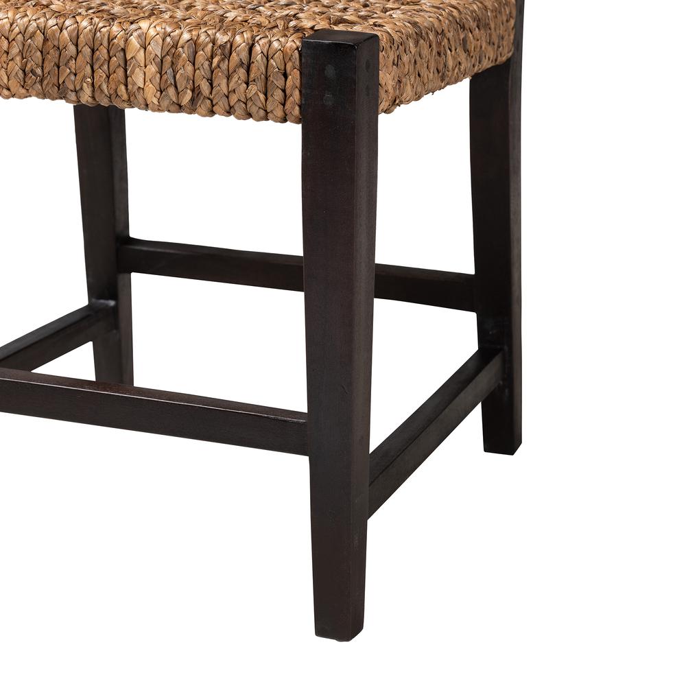 Bohemian Dark Brown Mahogany Wood and Seagrass Dining Chair. Picture 16