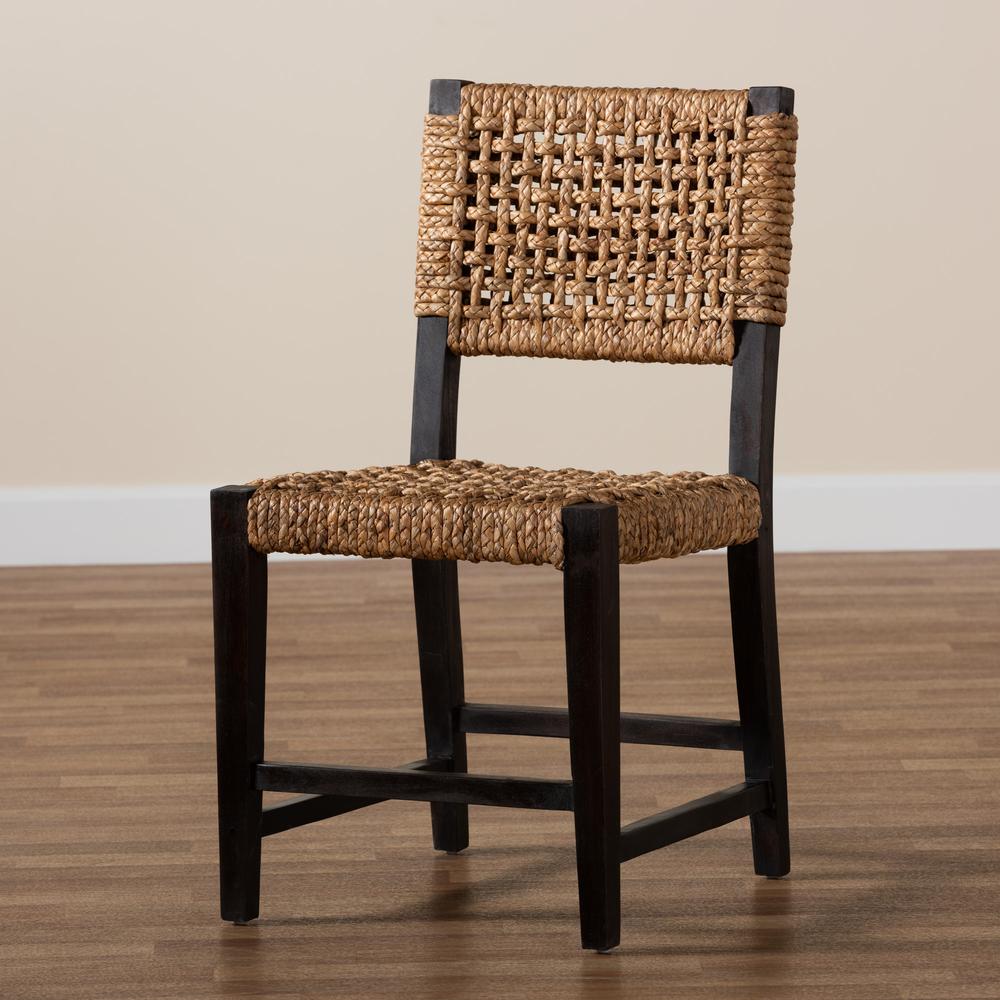 Bohemian Dark Brown Mahogany Wood and Seagrass Dining Chair. Picture 19