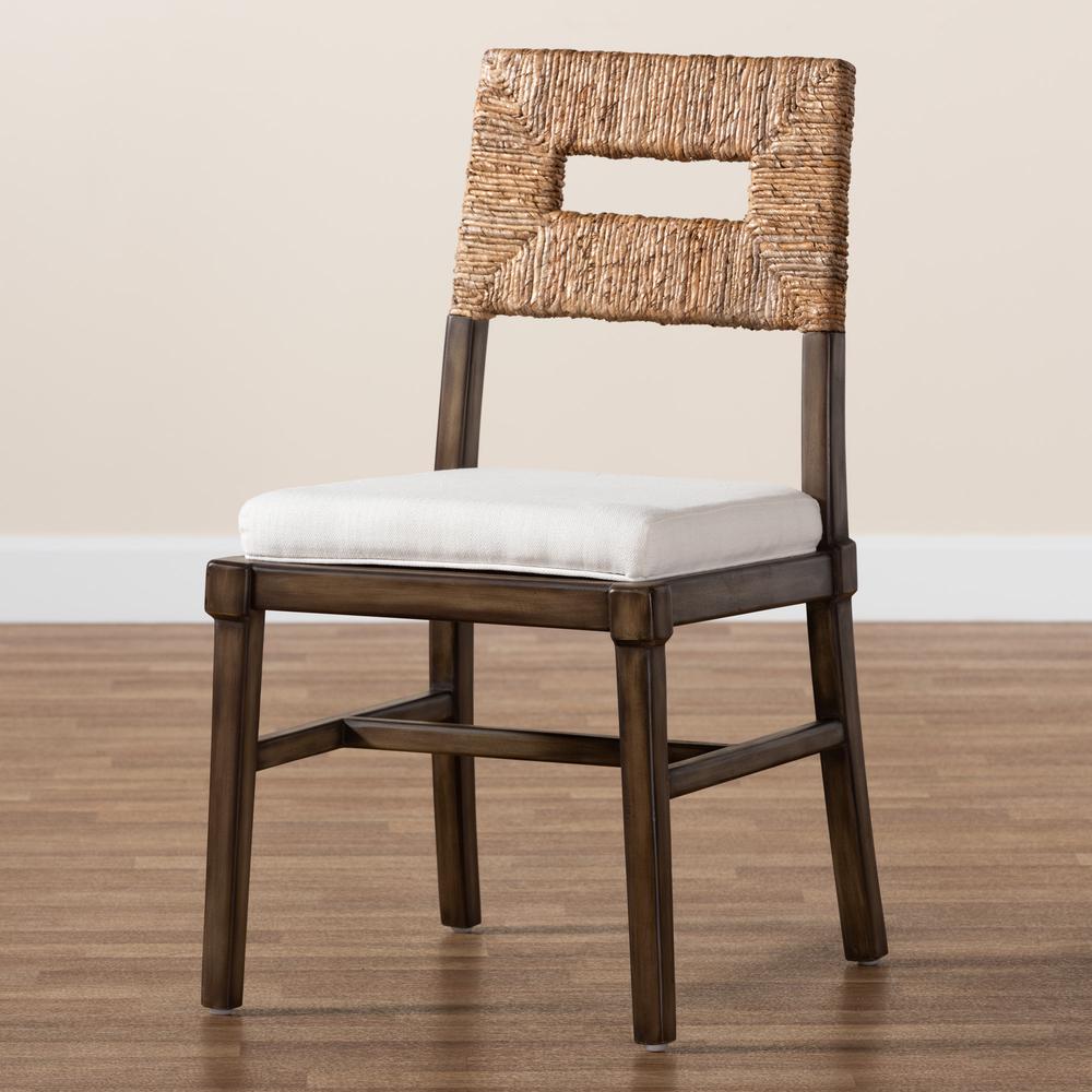 Bohemian Dark Brown Finished Mahogany Wood and Natural Rattan Dining Chair. Picture 19