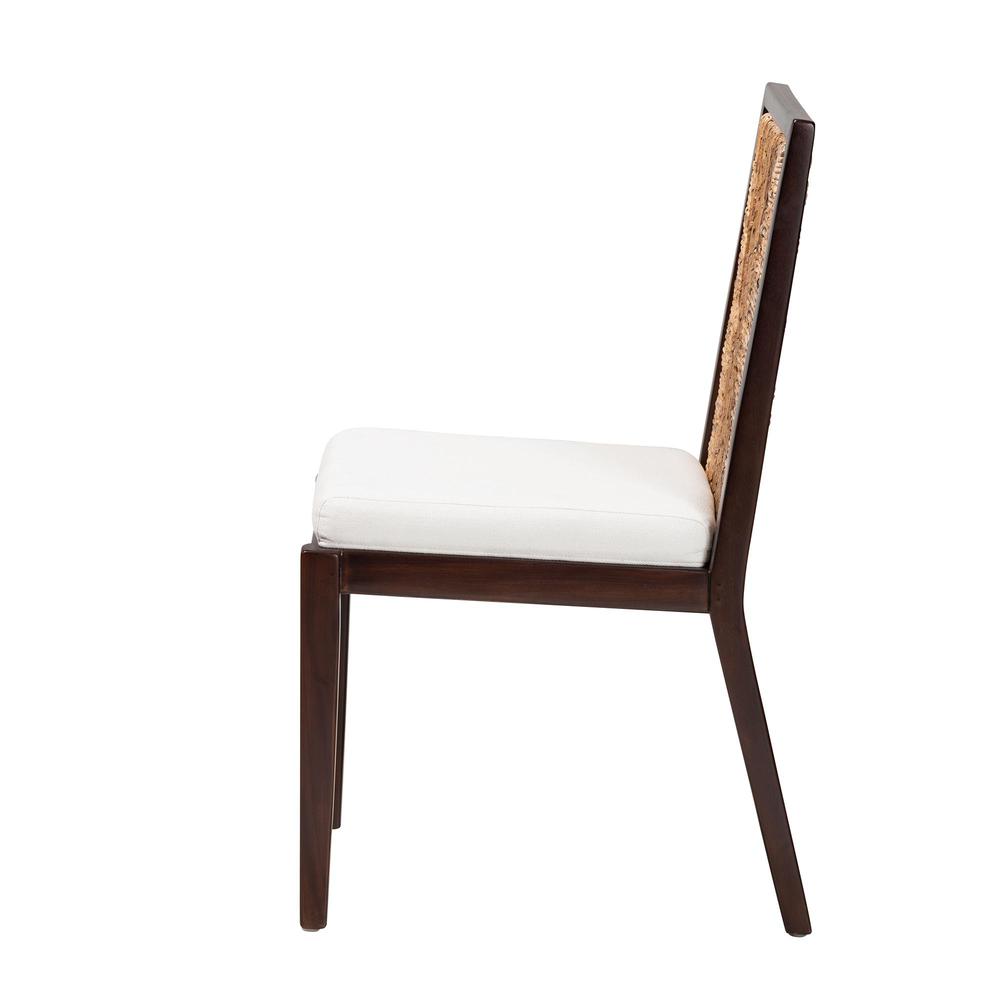 Bohemian Dark Brown Mahogany Wood and Natural Seagrass Dining Side Chair. Picture 13