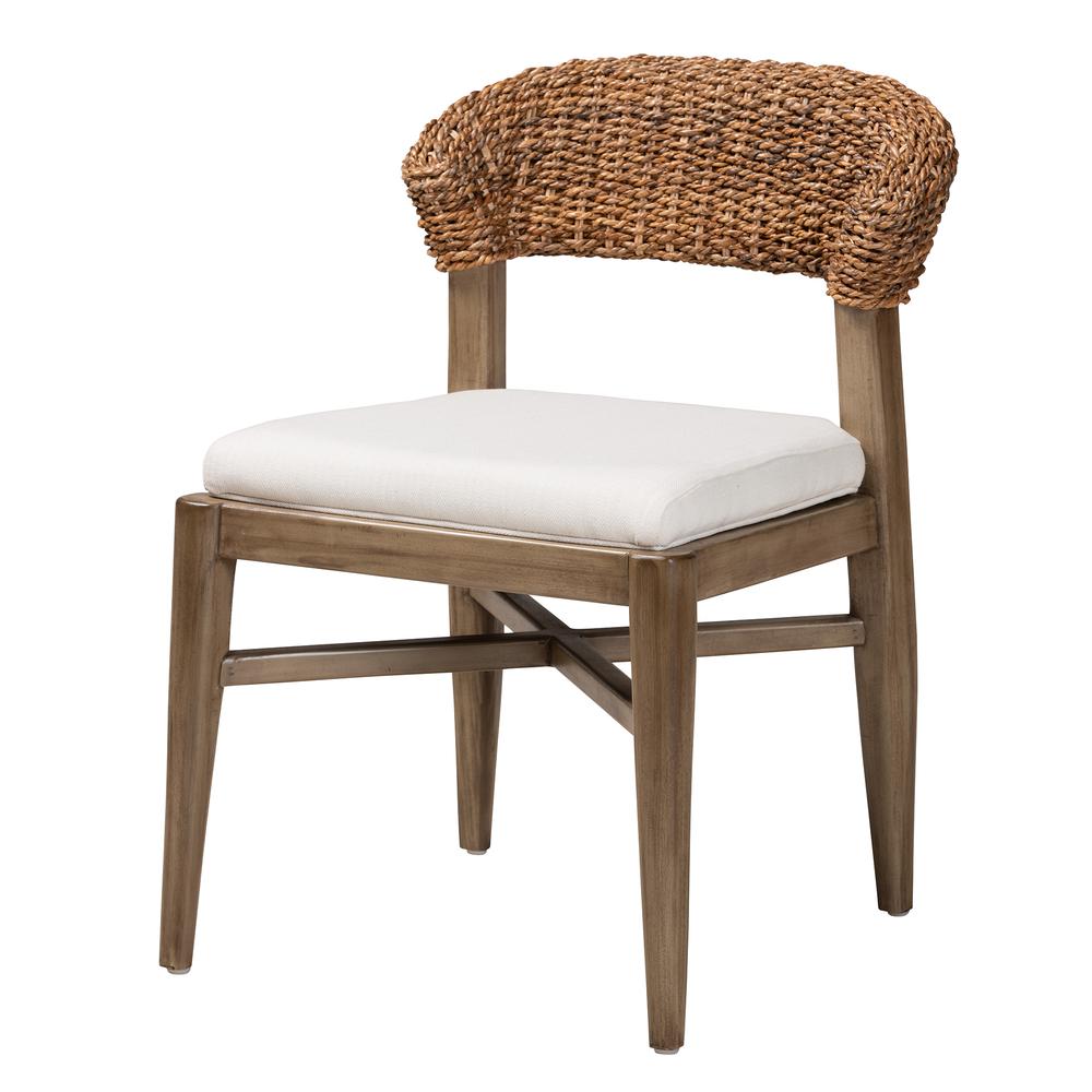 Bohemian Walnut Brown Finished Mahogany Wood and Natural Rattan Dining Chair. Picture 11