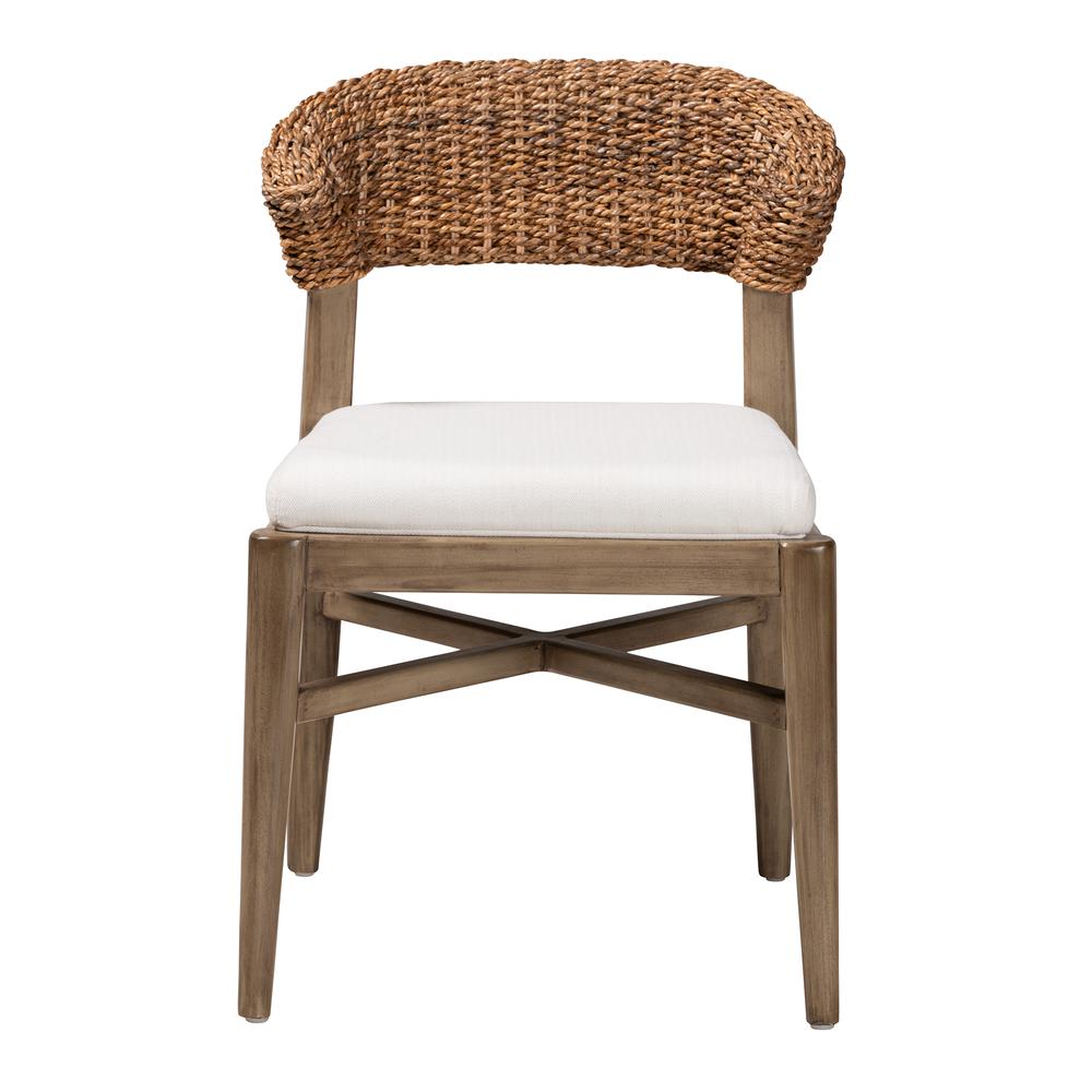 Bohemian Walnut Brown Finished Mahogany Wood and Natural Rattan Dining Chair. Picture 12