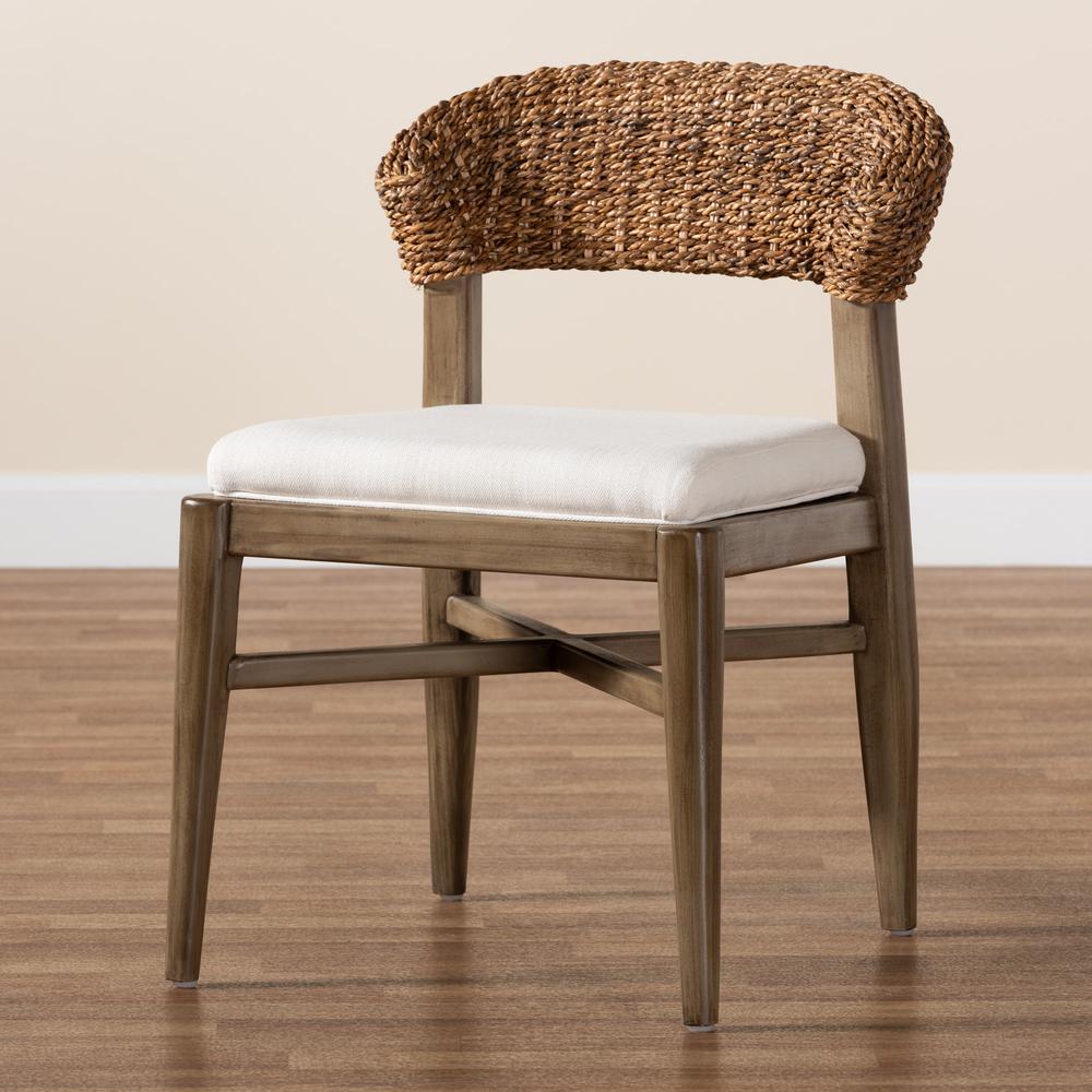 Bohemian Walnut Brown Finished Mahogany Wood and Natural Rattan Dining Chair. Picture 19