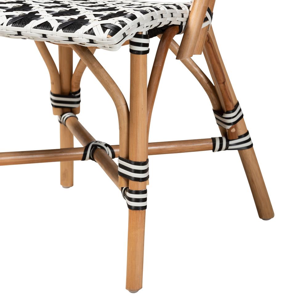 French Black and White Weaving Natural Rattan 2-Piece Bistro Chair Set. Picture 14