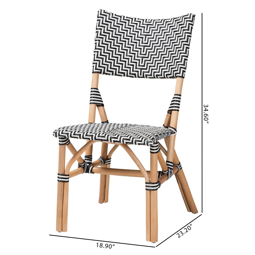 French Black and White Weaving and Natural Rattan Bistro Chair. Picture 20