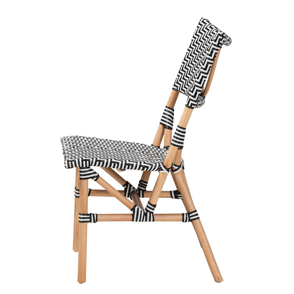 French Black and White Weaving and Natural Rattan Bistro Chair. Picture 13