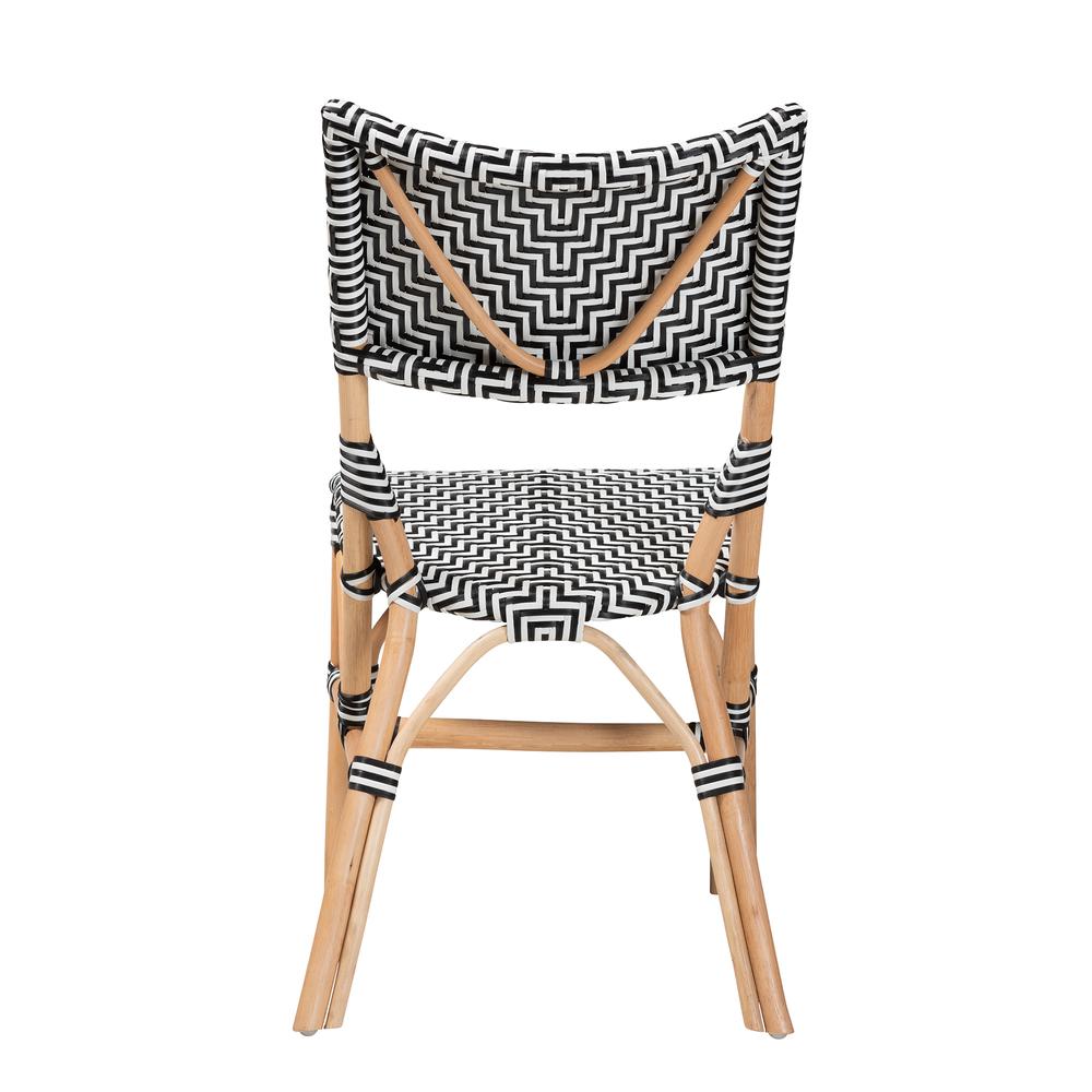 French Black and White Weaving and Natural Rattan Bistro Chair. Picture 14