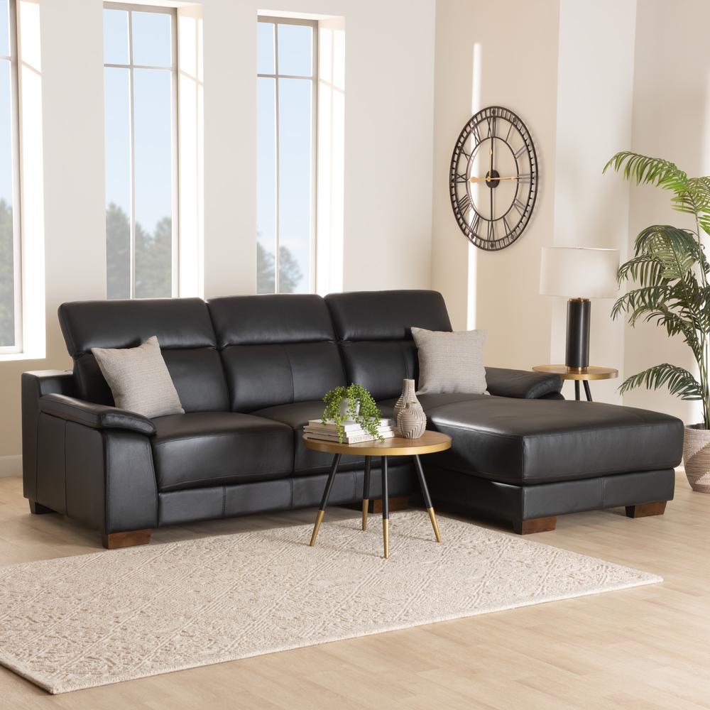 Reverie Modern Black Full  Leather Sectional Sofa with Right Facing Chaise. Picture 14