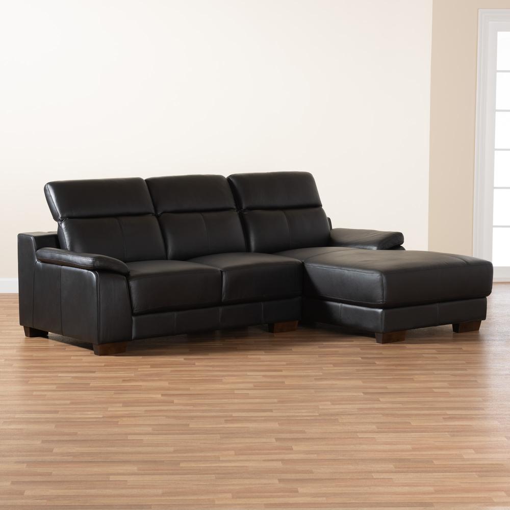 Reverie Modern Black Full  Leather Sectional Sofa with Right Facing Chaise. Picture 15
