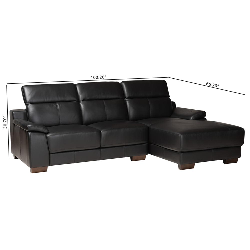 Reverie Modern Black Full  Leather Sectional Sofa with Right Facing Chaise. Picture 16